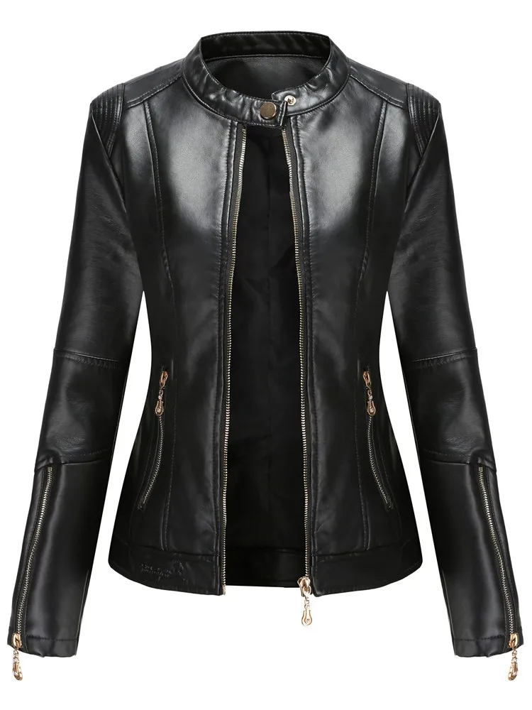 

Осенняя Женская куртка из искусственной кожи 2022, модная Байкерская мотоциклетная куртка из искусственной кожи, женская уличная тонкая короткая куртка, повседневная верхняя одежда