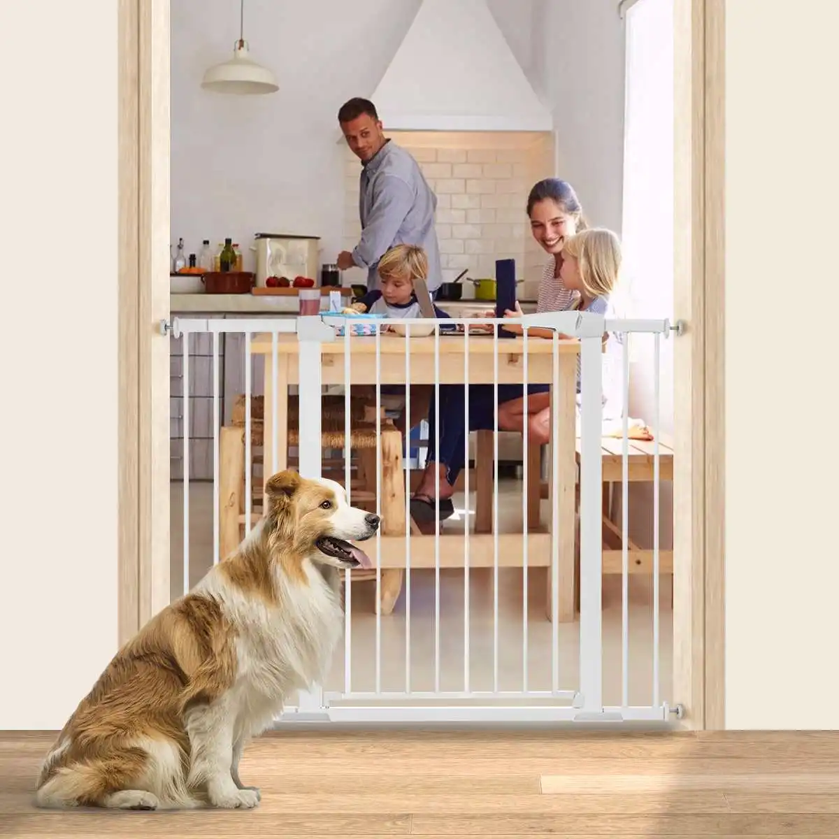 

Dog Gate Extra Tall Wide Large, 48.8" W x 36" H Pet Gate Auto Close Safety Gate Durable Walk Thru for Stairs Doorways Houses US