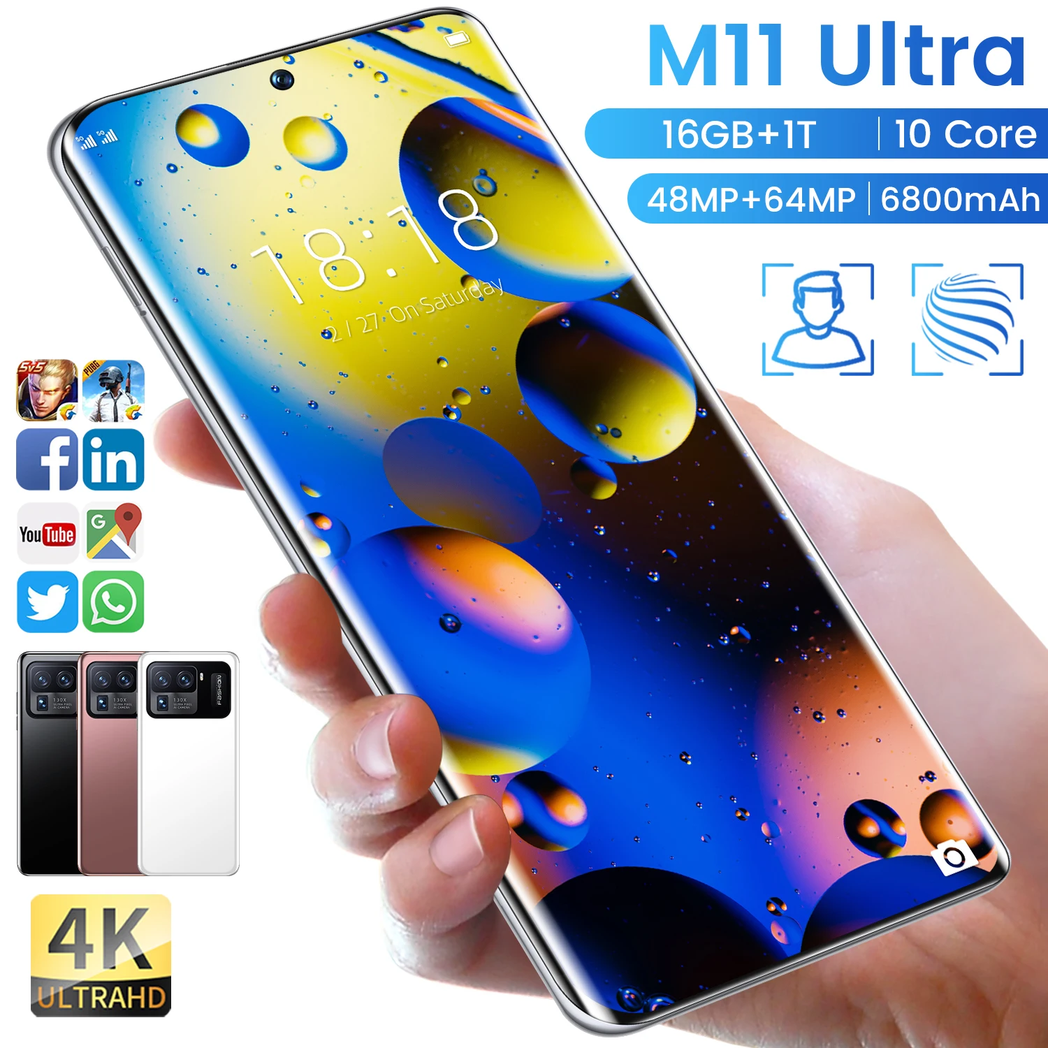 

Смартфон M11 Ultra XAIOMI * Ultra, 16 ГБ + ТБ, Android, 6800 мАч, Qualcomm Snapdragon 888, 4G/телефон с двумя sim-картами, разблокированные мобильные телефоны