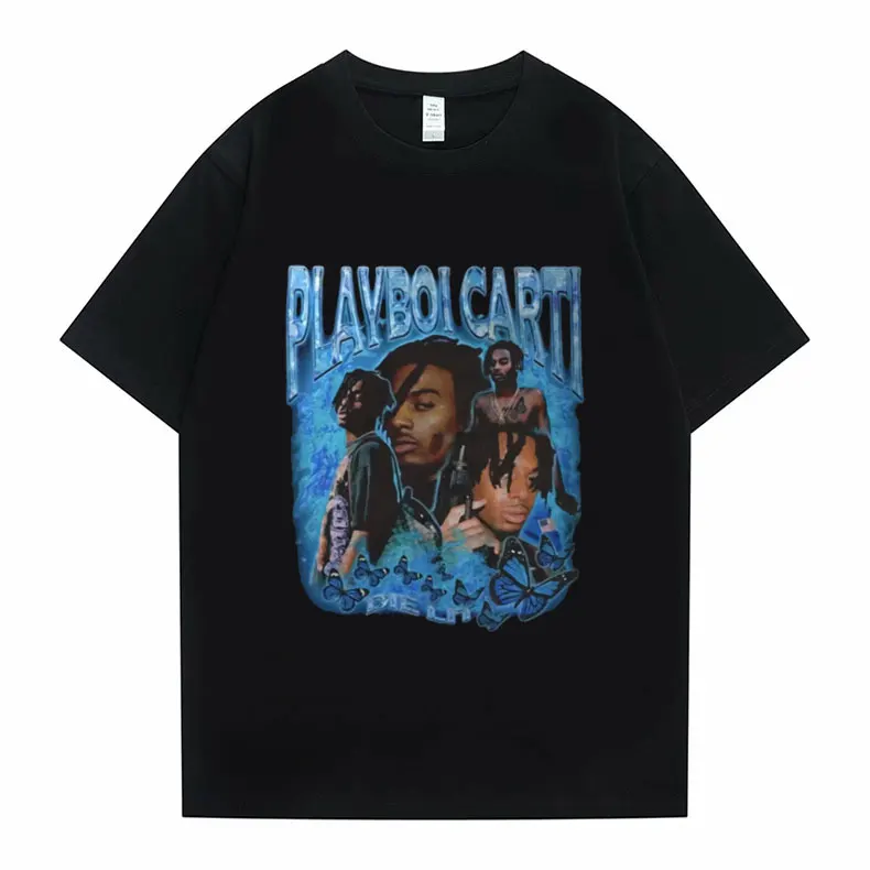 

Men Women Vintage Trend T Shirts Men New Streetwear Playboi Carti Portrait Graphic Aesthetics T-Shirt Tupac 2Pac Rap Tee Shirt