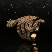 new exaggerated womens ring copper inlaid zircon animal snake shaped design luxury temperament ring accessories jewelry