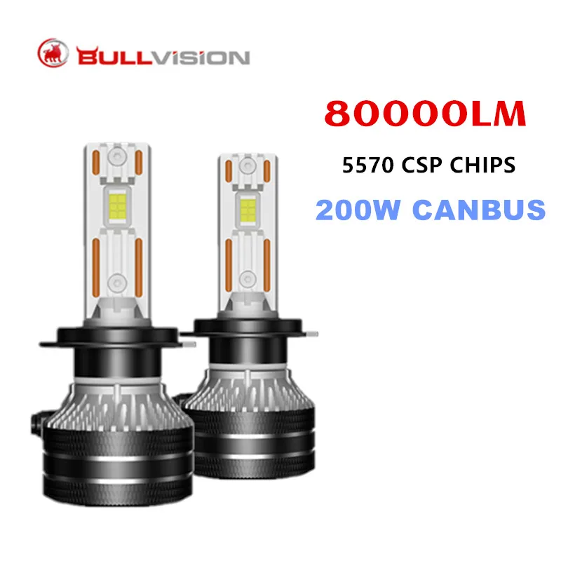

Bullvision K5C H7 LED Headlights Canbus H1 H4 H11 9012 HIR2 H8 H9 9005 9006 HB3 HB4 Extremely High Power 6000K 5570 CSP Chips