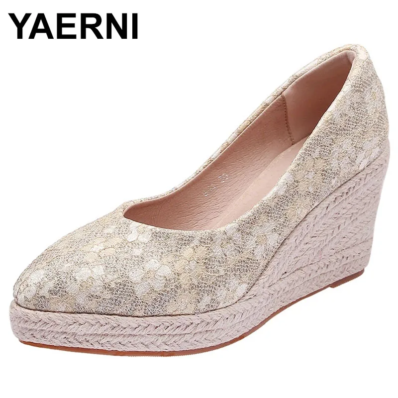 

elegance comfort women wedges pumps pointed toe platform espadrilles shoes lady high heel shoes high heels women مضخات