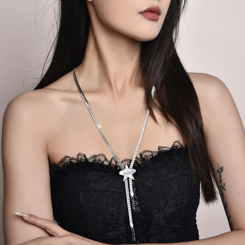 Blingbling Звезда Резьба Кулон Лариат Ожерелье Ключицы Цепи Подарки для Девочек