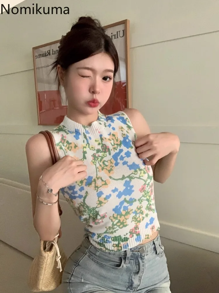 Цветочный милый укороченный топ модный летний женская одежда бандажный