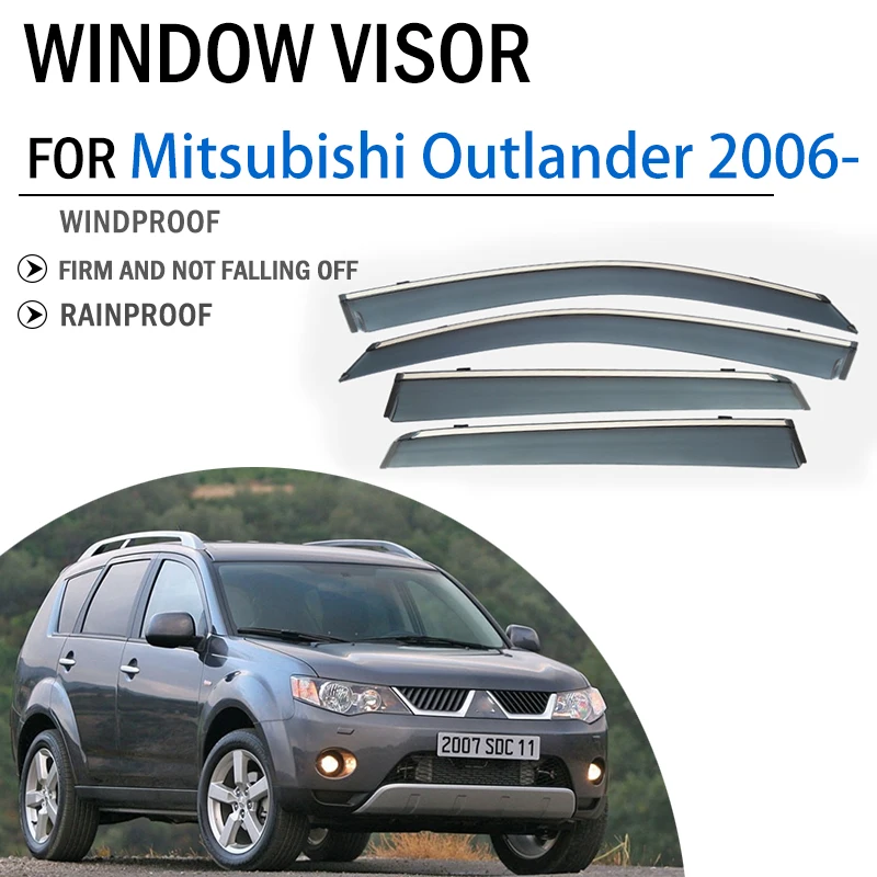 FOR Mitsubishi Outlander 2006 2007 2008 Window Visor Deflector Visors Shade Sun Rain Guard Smoke Cover Shield Awning Trim