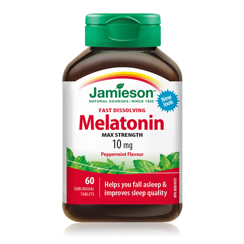 

Jamieson Melatonin 10 mg Sleep bed quickly family use fast dissolving max strengh peppermint 60 sublingual tablets Free Shipping
