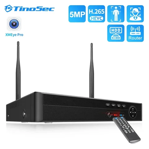 Сетевой видеорегистратор TinoSec с Wi-Fi, H.265 8-канальная камера видеонаблюдения, сетевой видеорегистратор с жестким диском для Onvif
