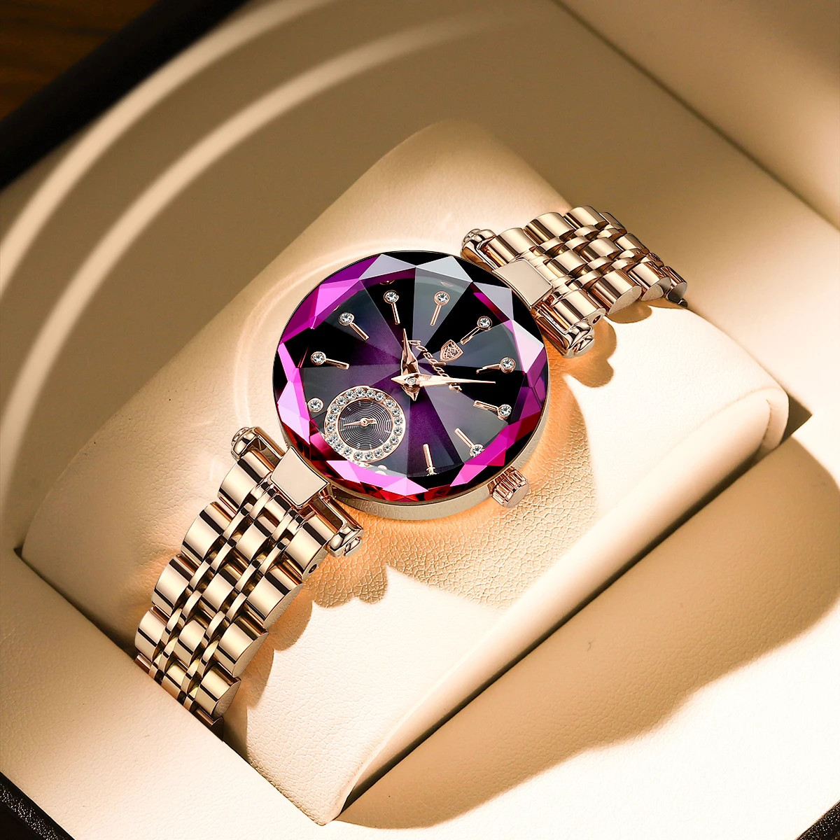 Enlarge POEDAGAR Watch for Women Luxury Jewelry Design Rose Gold Steel Quartz Wristwatches Waterproof Fashion Swiss Brand Ladies Watches