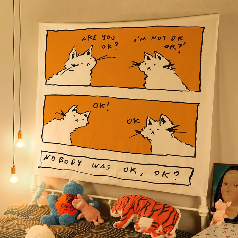 

Мультяшный милый фон Ins подвесная ткань для спальни фото украшение гобелен маленький астронавт кролик комната гобелен