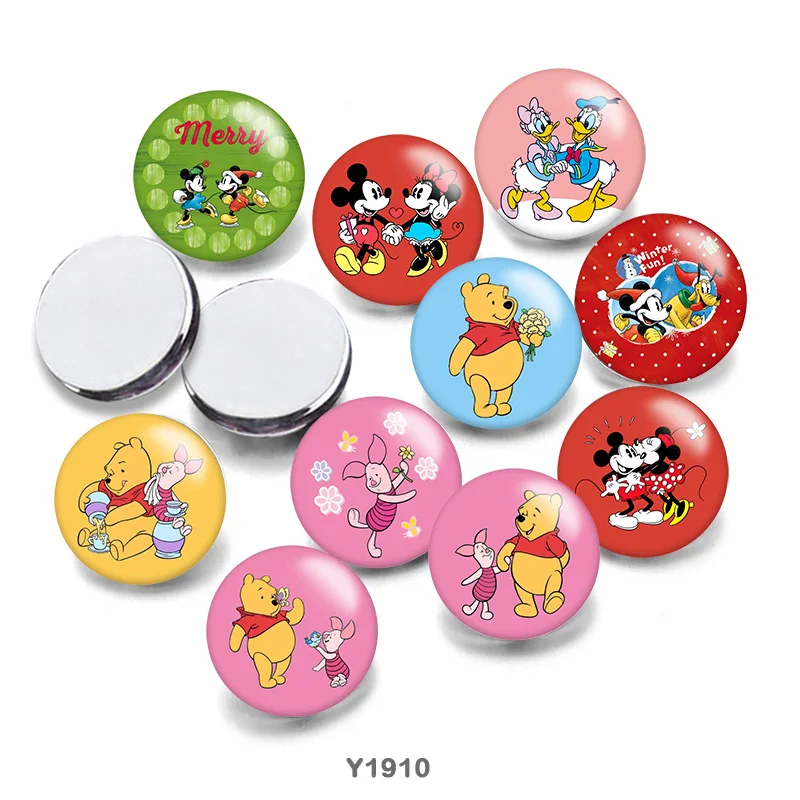 

Disney mickey mouse donald duck Winnie Round Photo Glass Cabochon 12mm/20mm/25mm Demo Flat Back Making Findings G1910