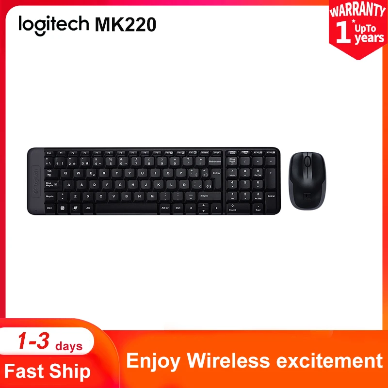 

Logitech MK220 104 Keys Keyboard 1000DPI Mouse Set USB Receiver 2.4GHZ Gaming Working Keyboard Mice Combos For Office Windows