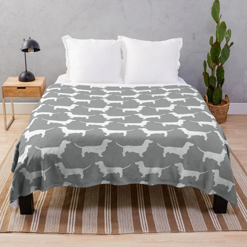 

Silver Dachshund Pattern Throw Blanket Crochet Blankets