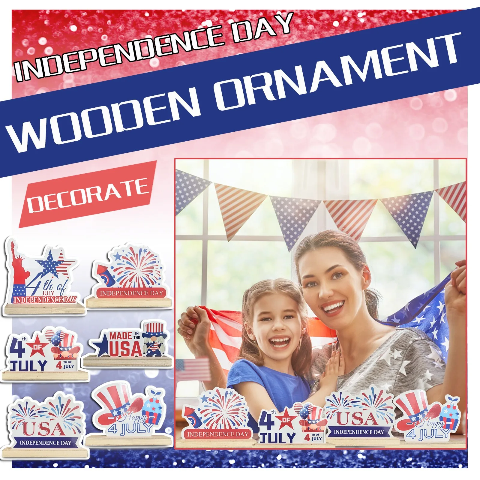 

Decorations Independence Creative Wooden Ornament American Letters Day Decoration & Hangs Vintage Christmas Ornament