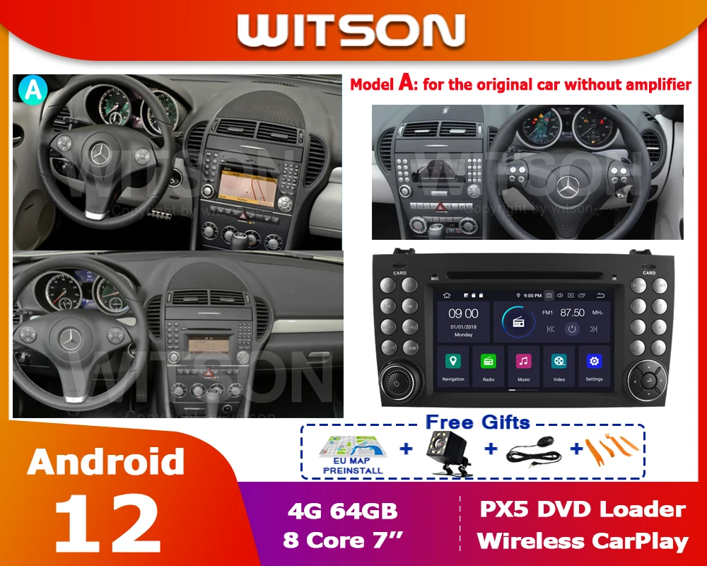 

DVD-плеер WITSON PX5, Android 12, радио, автомобильное радио для фототехники, КЛАСС R171 SLK200 SLK280 SLK300 2000-2011, 7-дюймовый мультимедийный плеер