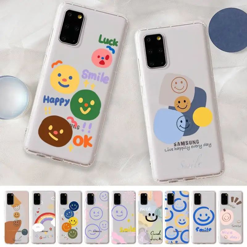 

Cute Cartoon Smiley Face Phone Case for Samsung S20 S10 lite S21 plus for Redmi Note8 9pro for Huawei P20 Clear Case