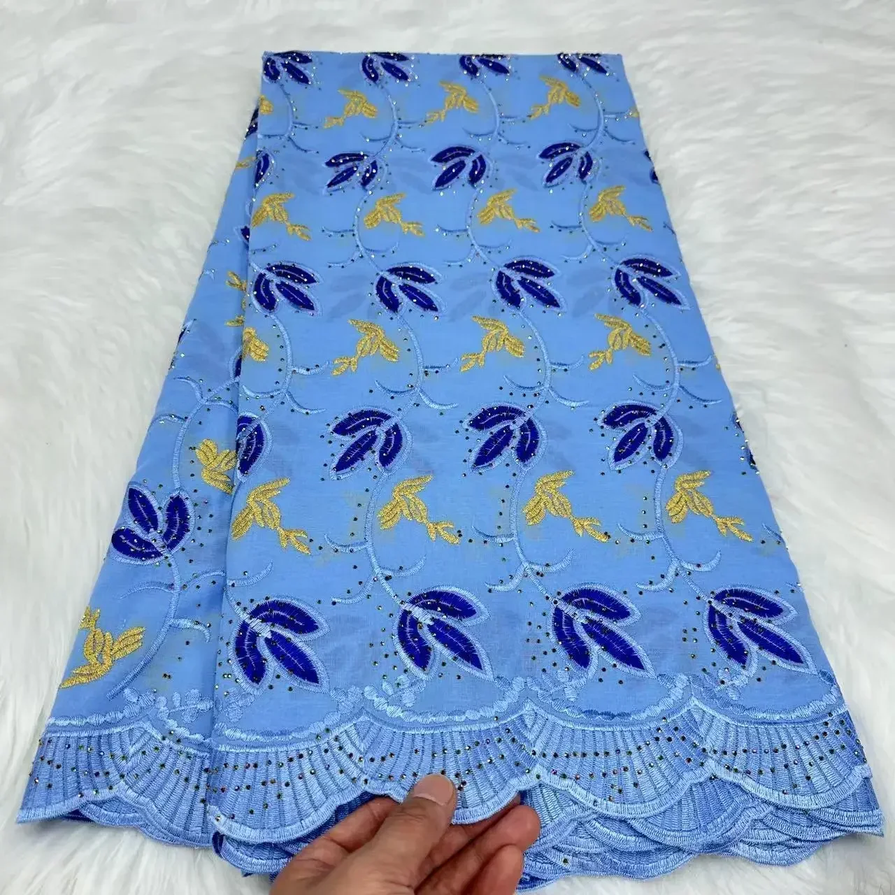 Новейшие желтые камни Африканский хлопок австрийская кружевная ткань 2024 высокое