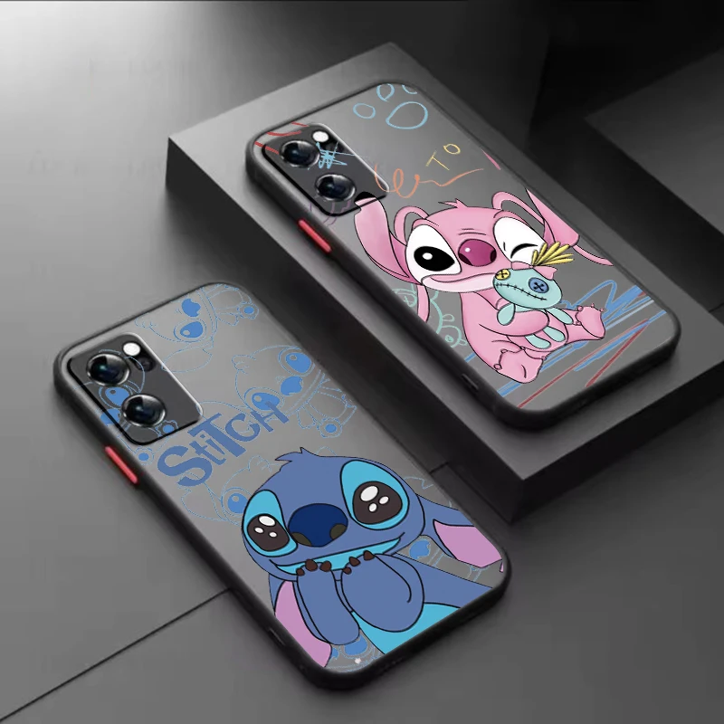 

Cartoon Stitch For OPPO A98 A96 A94 A78 A77 A76 A74 A72 A57 A56 A55 A53 Frosted Translucent Hard Phone Case Cover Coque Capa