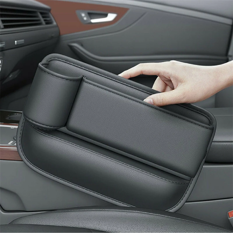 

PU Leather Seat Gap Storage Bag Side Seat Gap Filler With Phone Cup Holder Seat Organizer Car Interior Crevice Organizers Box