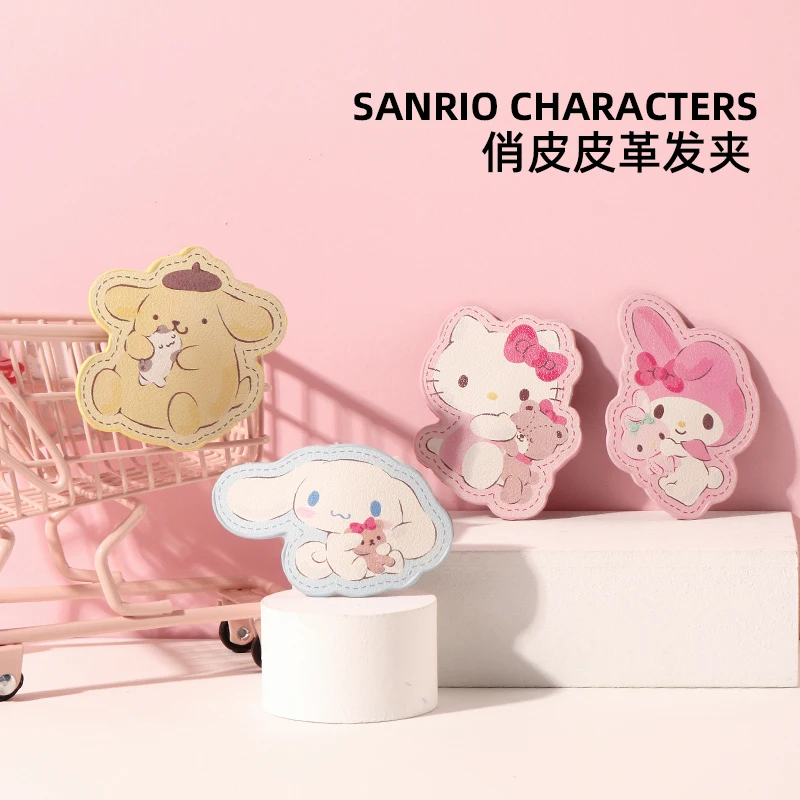 

Kawaii Sanrio аксессуары для волос мультфильм Hello Kittys Kuromi My Melody Cinnamoroll кожаная шпилька милые красивые игрушки для девочек подарок