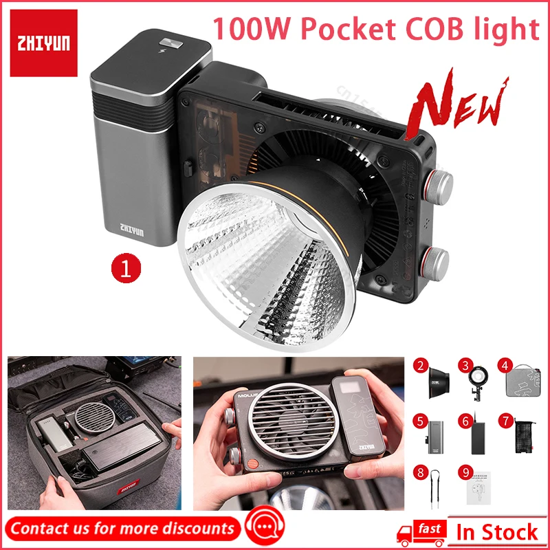 

ZhiYun X100 G60 100W 60W фото светильник Pocket COB Bi-Color 2700K-6500K фотография светильник ing фотографический стробоскоп