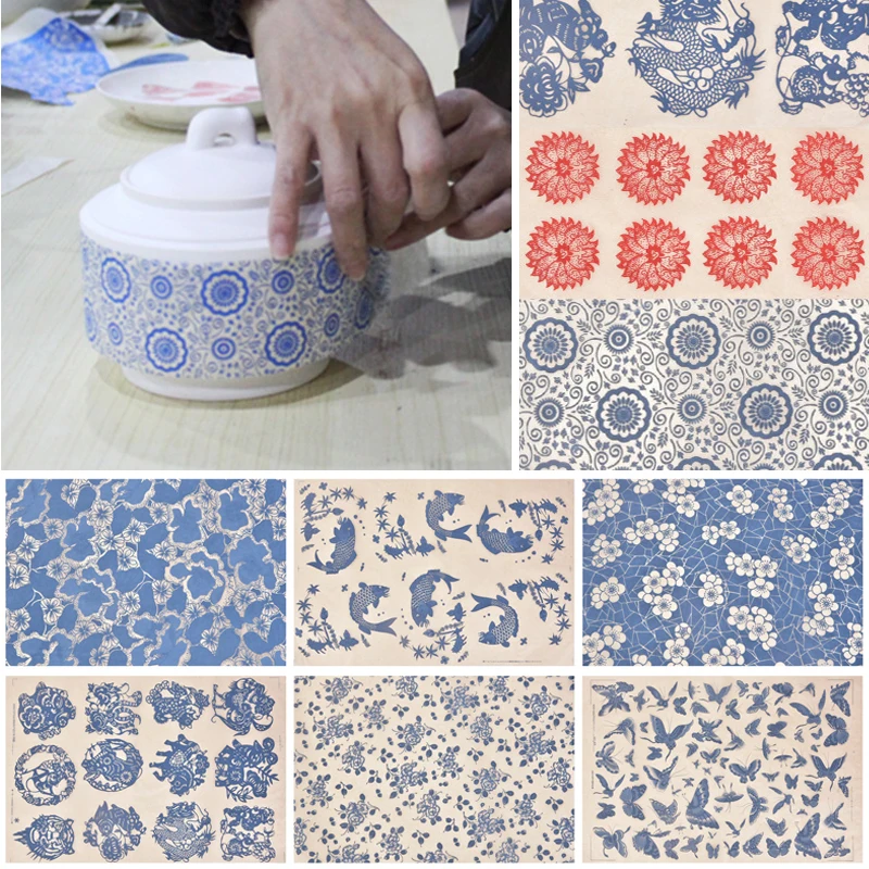 

Ceramic Art Underglaze Blue and White Decal Paper High Temperature Traditional Auspicious Pattern Zodiac Plum and Bird