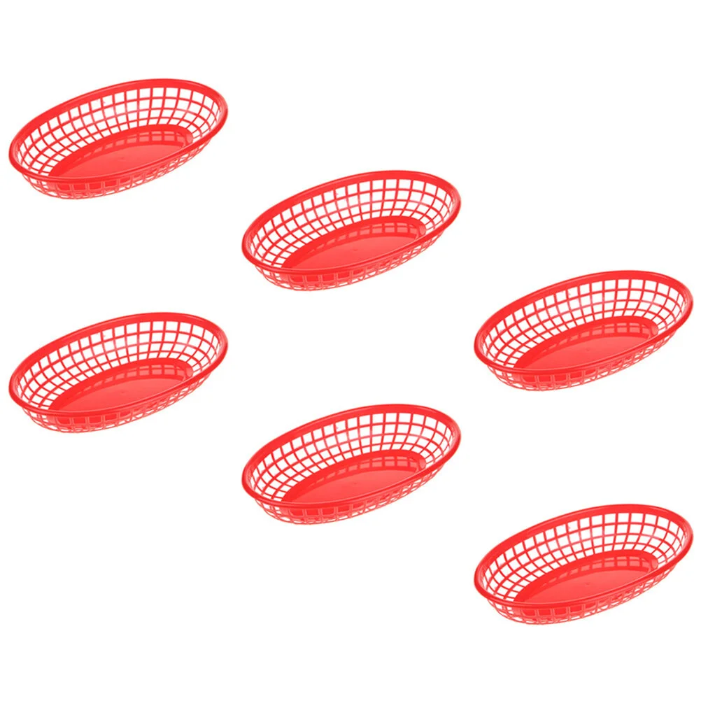 

6 Pcs Hamburger Containers Fruit Oval Bread Basket Food Baskets Storage Fried Chicken Abs Snack Serving Plate Household