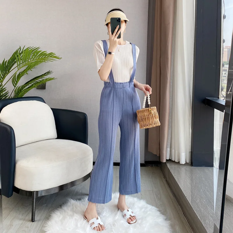 

Miyake Pleated French Retro Overalls Women's Summer New High-waisted Slim Straight One-piece Overalls Women's Thin Section