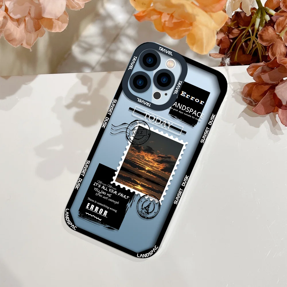 

Landscape Stamp Case for IPhone XS 7 8 Plus 11 13 12 Pro MAX Mini X XR SE2020 Camera Protection Back Shell Cover Fundas Bumper