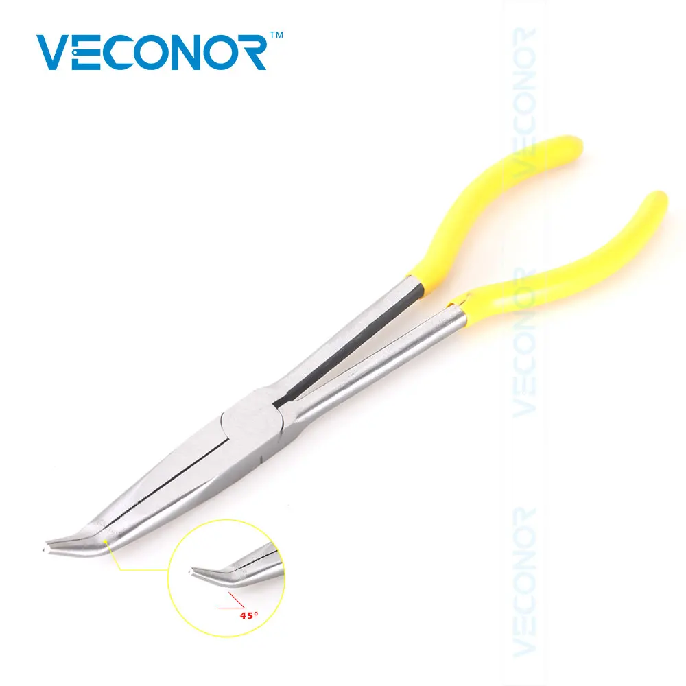 

11-дюймовые плоскогубцы с длинным носом, изогнутая заглушка, съемник кабеля, плоскогубцы с длинными иглами, кусачки, хомут для шланга, ручные инструменты