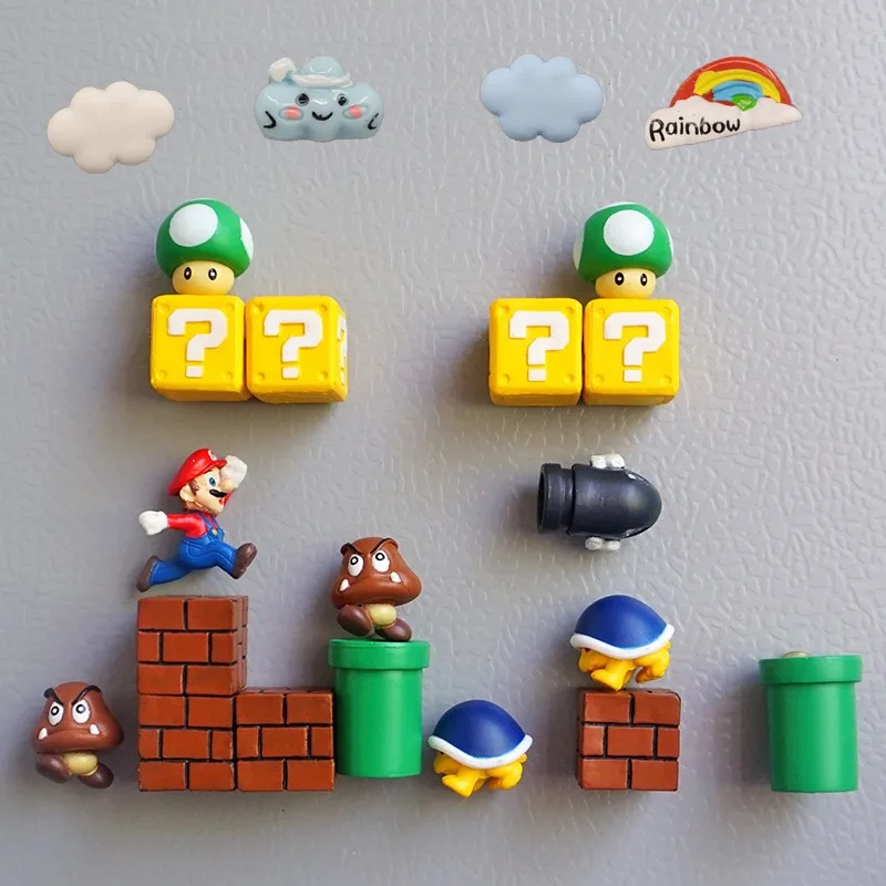 

Super Mario Bros Anime Figures Luigi Fridge Magnet Stickers Cartoon Decorations Photo Wall Novelty Cute Souvenir Christmas Gifts