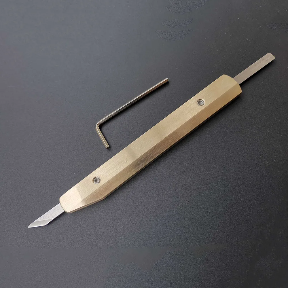 Кожаное ремесло D53/M390/RWL34 стальные ножи со скошенными краями молотковая латунная