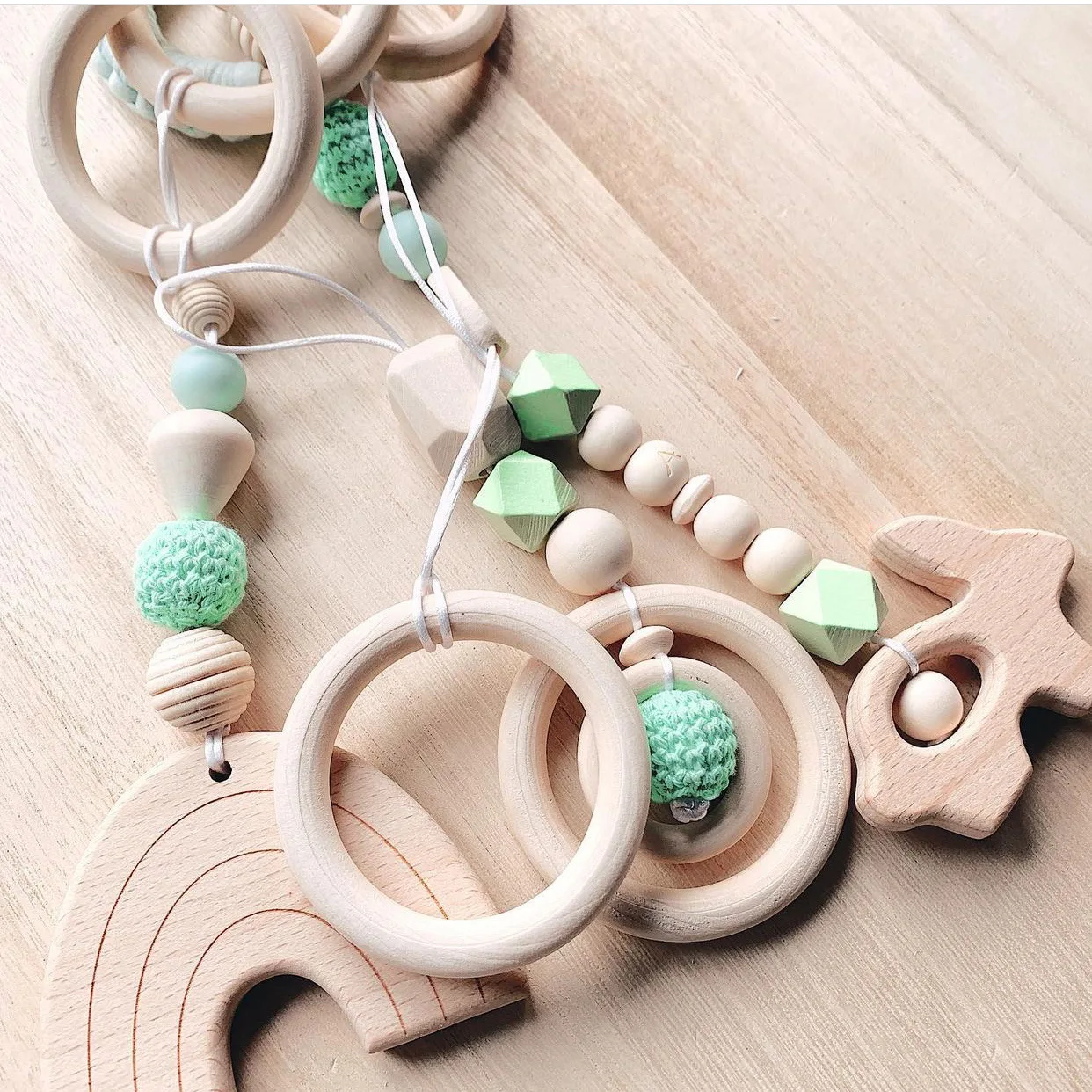 

Infant Items Animal Teething Children Newborn Toys Wooden Teether Ring Baby Teethers Accesorios De Fotografía Recién Nacido