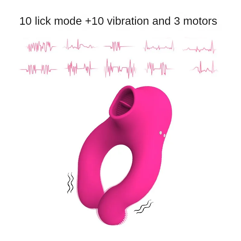 

Delayed Ejaculation Vibrating Cock Ring Soft Material Sucking Licking Clit Stimulator Scrotum Penis Massager Sex Toys for Couple