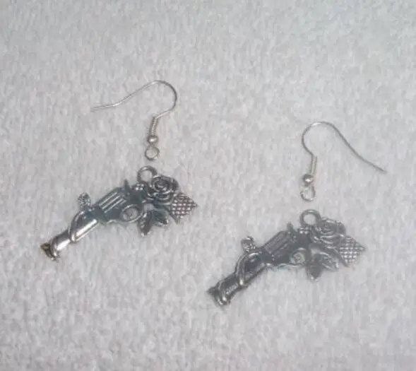 Mixed Vintage Silver Drop Earrings Gun Pistol Bullets Charms Dangle For Women Jewelry Gifts Accessories |