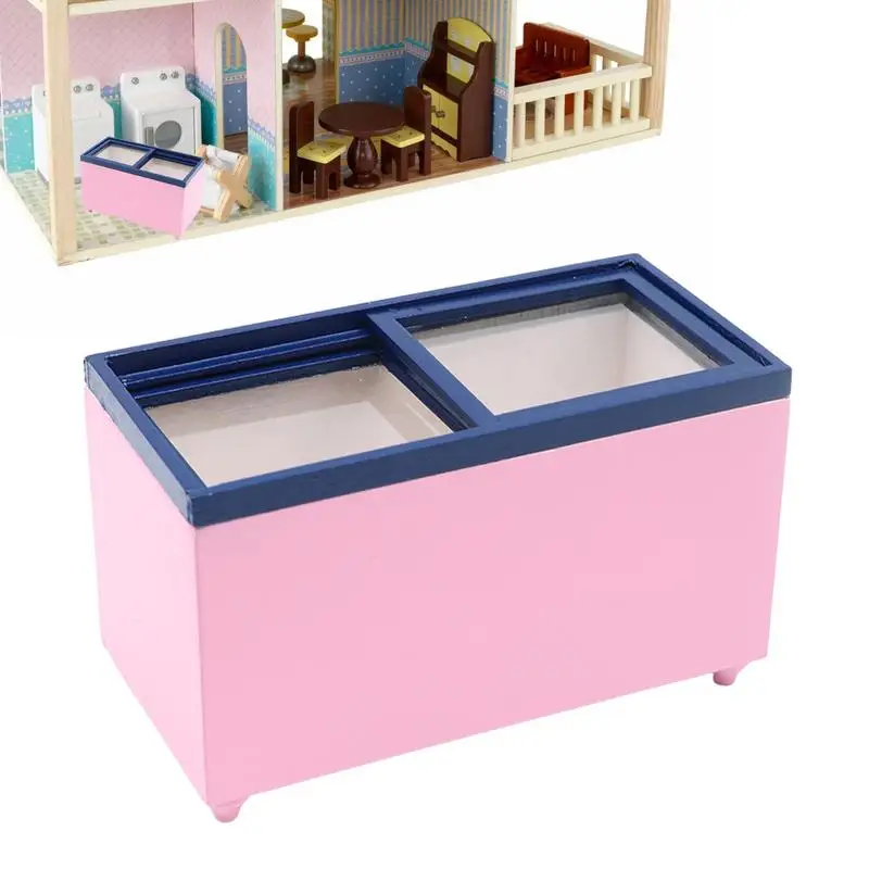 

Деревянная фотокамера, 1: 12 дюймов, аксессуары для детского дома, миниатюрный кухонный холодильник, морозильник для младенцев, холодильник для ролевых игр