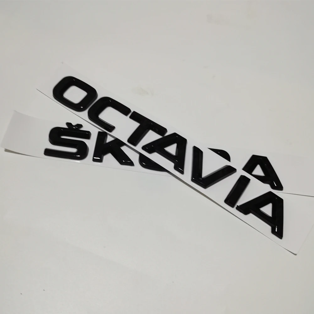 

2pcs/lot Car Emblem Sticker Rear Stickers For SKODA OCTAVIA A2 A3 A5 A6 A7 2 3 Skoda Logo Accessories Glossy Black ABS