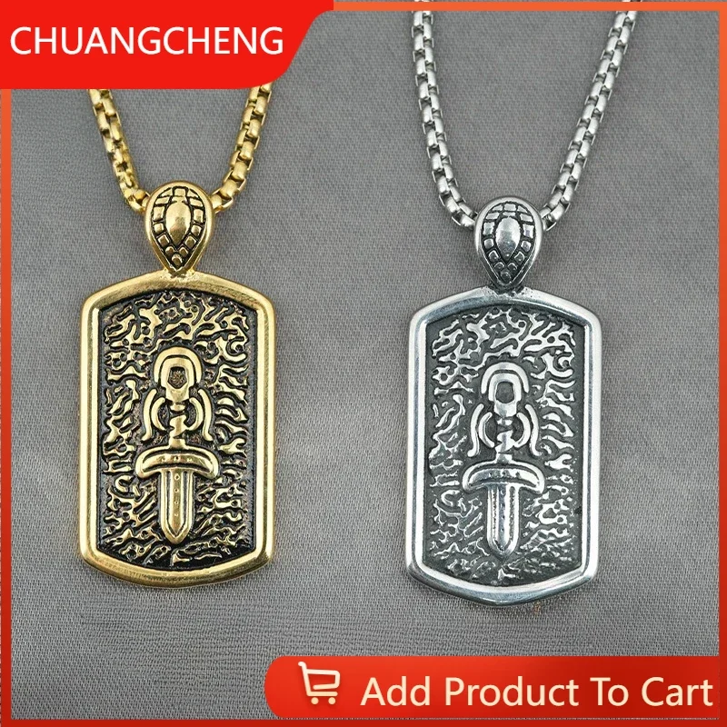 

Personalized Jewelry, Retro Fashion, Holy Sword, Stainless Steel Necklace, Men's Sweater Chain