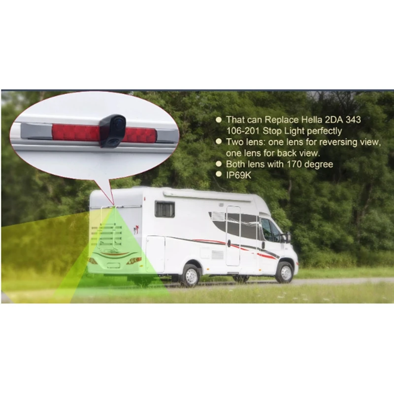 

Car Brake Light Reverse Camera Two Lens Slim Flat Back Housing For Hella 2DA 343 106-201 Light Camera