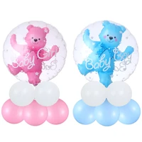 jmt 4d transparent baby boy girl blue pink bubble balloon bear foil balloons kids birthday gender reveal baby shower decorations