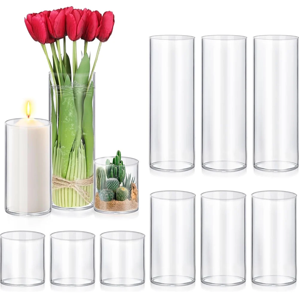 Стеклянные Цилиндрические вазы 8 дюймов высокая прозрачная ваза для цветов