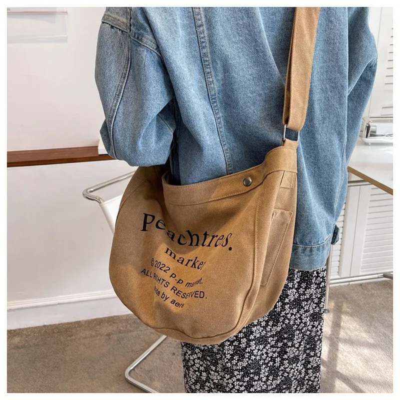 HAEX Casual Street Tote Bag Femme Vintage Large Capacity Women's Bag 2022 Trend Daily Students Hasp Book Crossbody Bolso Mujer