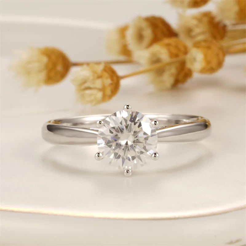 Женское Обручальное кольцо с муассанитом 18 К 6 5 мм зубцов