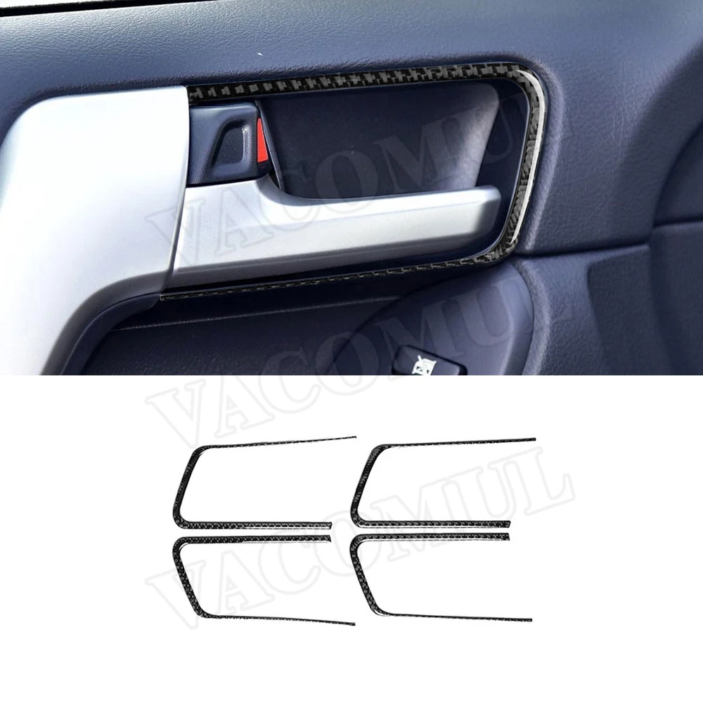 Carbon Fiber Inner Arm Door Bowl Handle Trim Frame Cover Stickers For Toyota Land Cruiser Prado 2010-2018