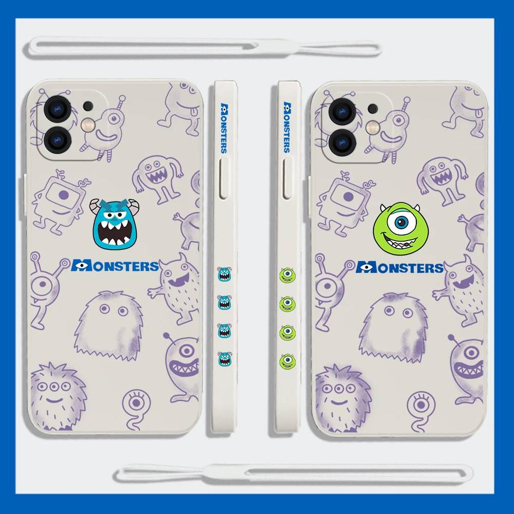 

Disney Monster University Phone Case For iPhone 14 13 12 11 Pro Max Mini X XR XS SE20 8 7 Plus Silicone Cases with Hand Strap