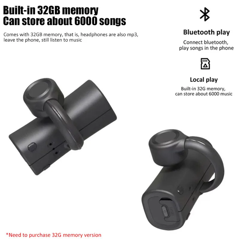 

32G Wireless Bone Conduction Earphones Bluetooth 5.2 Headphone Not In-Ear IPX5 Waterproof Sports Earbuds Handsfree HiFi Headset