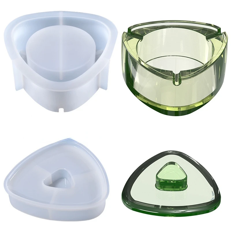 

DIY Crystal Epoxy Mould Triangular Round Edge Ashtray molds Home Ornament Silicone Mold Wholesale
