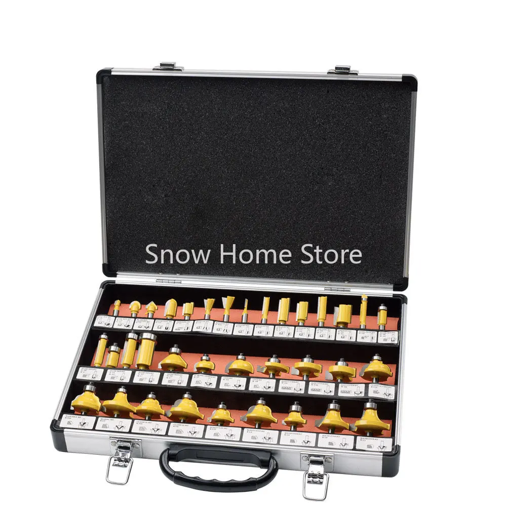 

35 Pieces Woodworking Milling Cutter Set Trimming Machine Woodworking Milling Cutter Manufacturer Tool Head Set 1/4 Handle 1/2 H