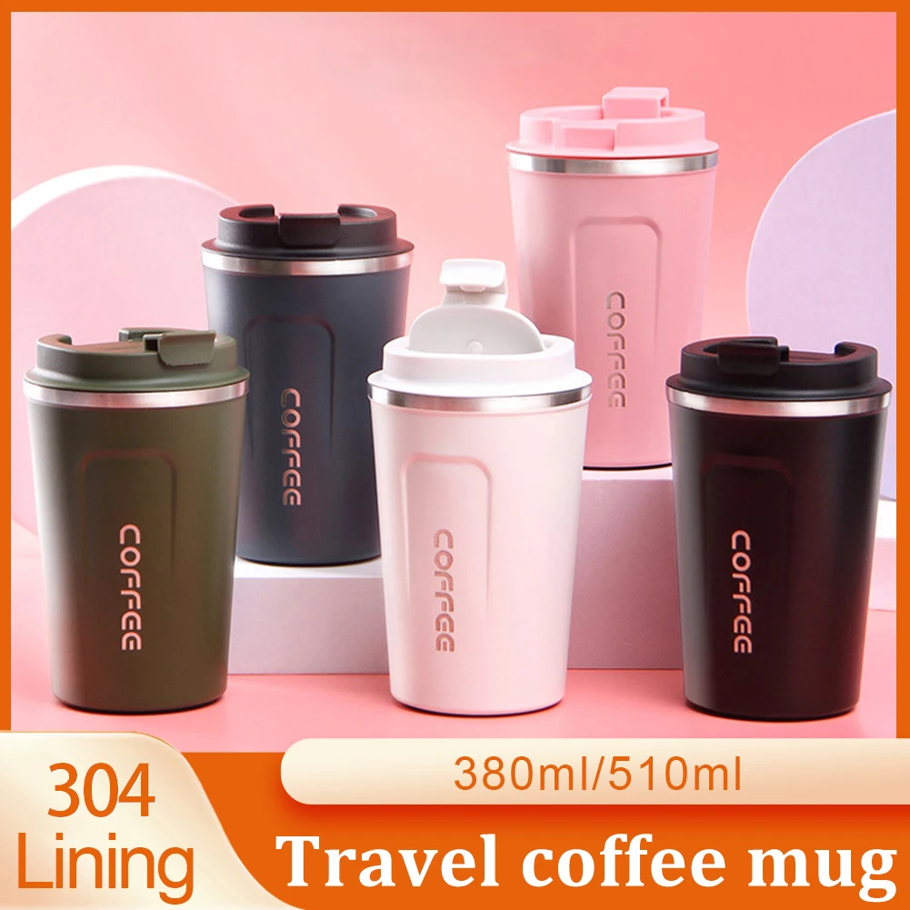 

Travel Stainless Steel Coffee Mug 380/500ML Thermos Flask Double Wall Thickened LeakProof Vacuum Flask Insulated Cup WaterBottle