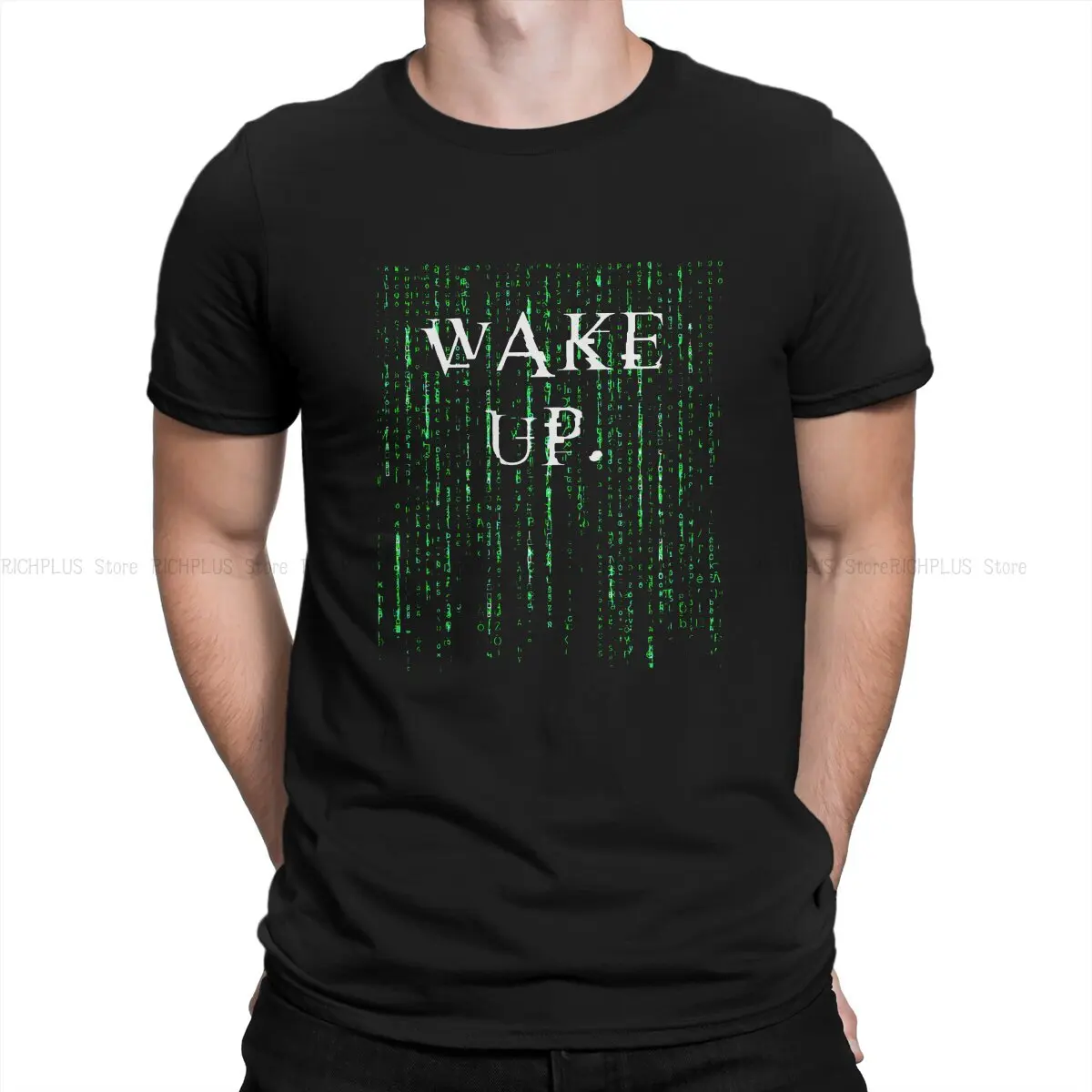 

The Matrix Movie Newest TShirt for Men Wake Up Neo Round Collar Polyester T Shirt Distinctive Gift Clothes Streetwear